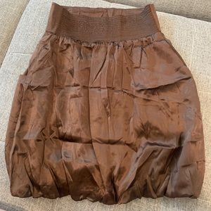 Lauren Moffatt Brown Silk Skirt with Pockets